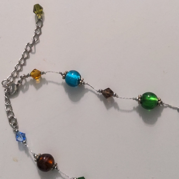 Silvertone Necklace with Twenty Multi-colored Beads - Picture 6 of 7